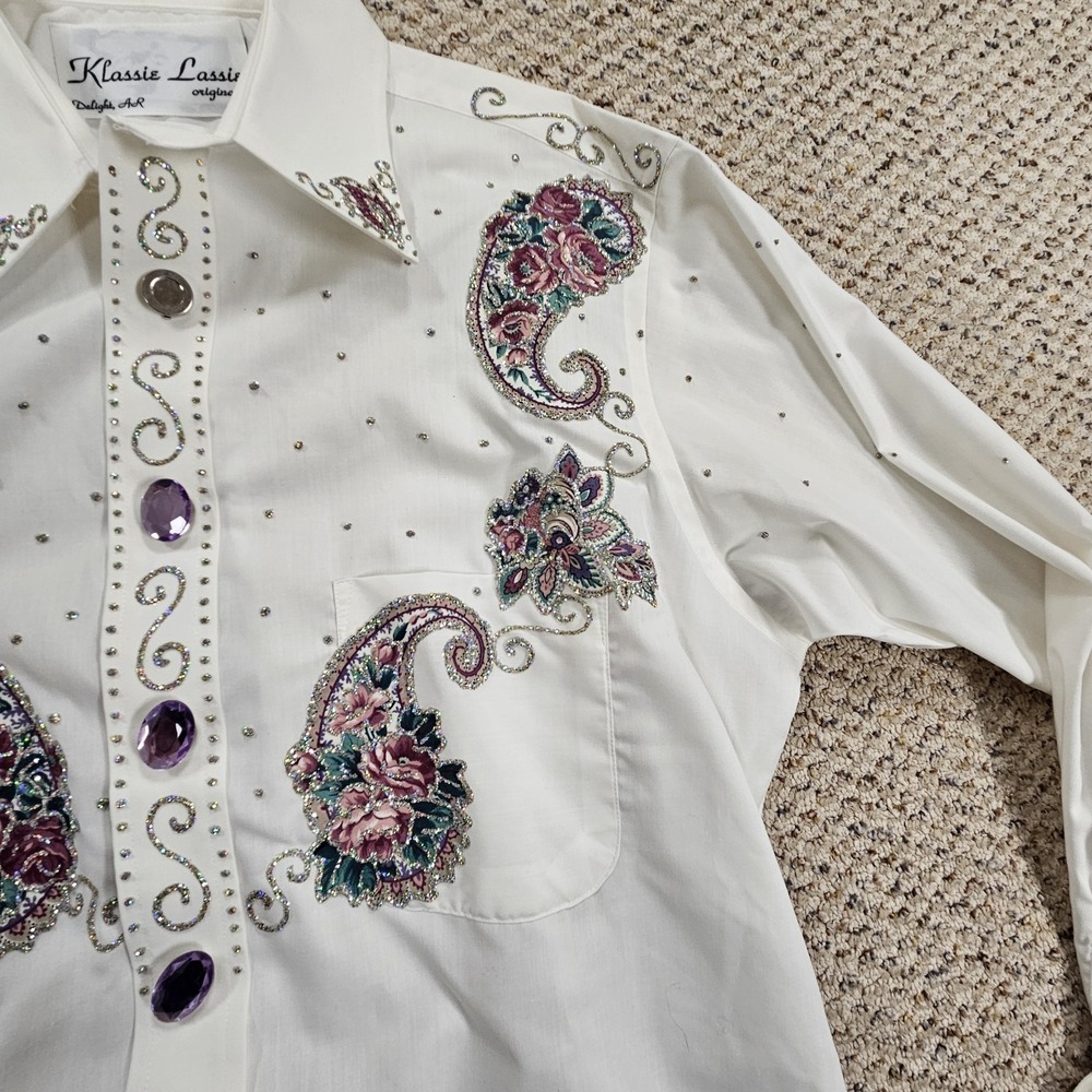 Klassie Lassie Ladies Cowgirl Western Style Shirt Rodeo Jewel Glitter - NWT - Picture 4 of 8